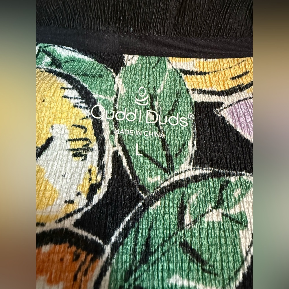 Cuddl Duds Crepe Knit Paradise Polo Top – Floral & Fruit 🌸🍊 QVC Exclusive - Picture 4 of 7
